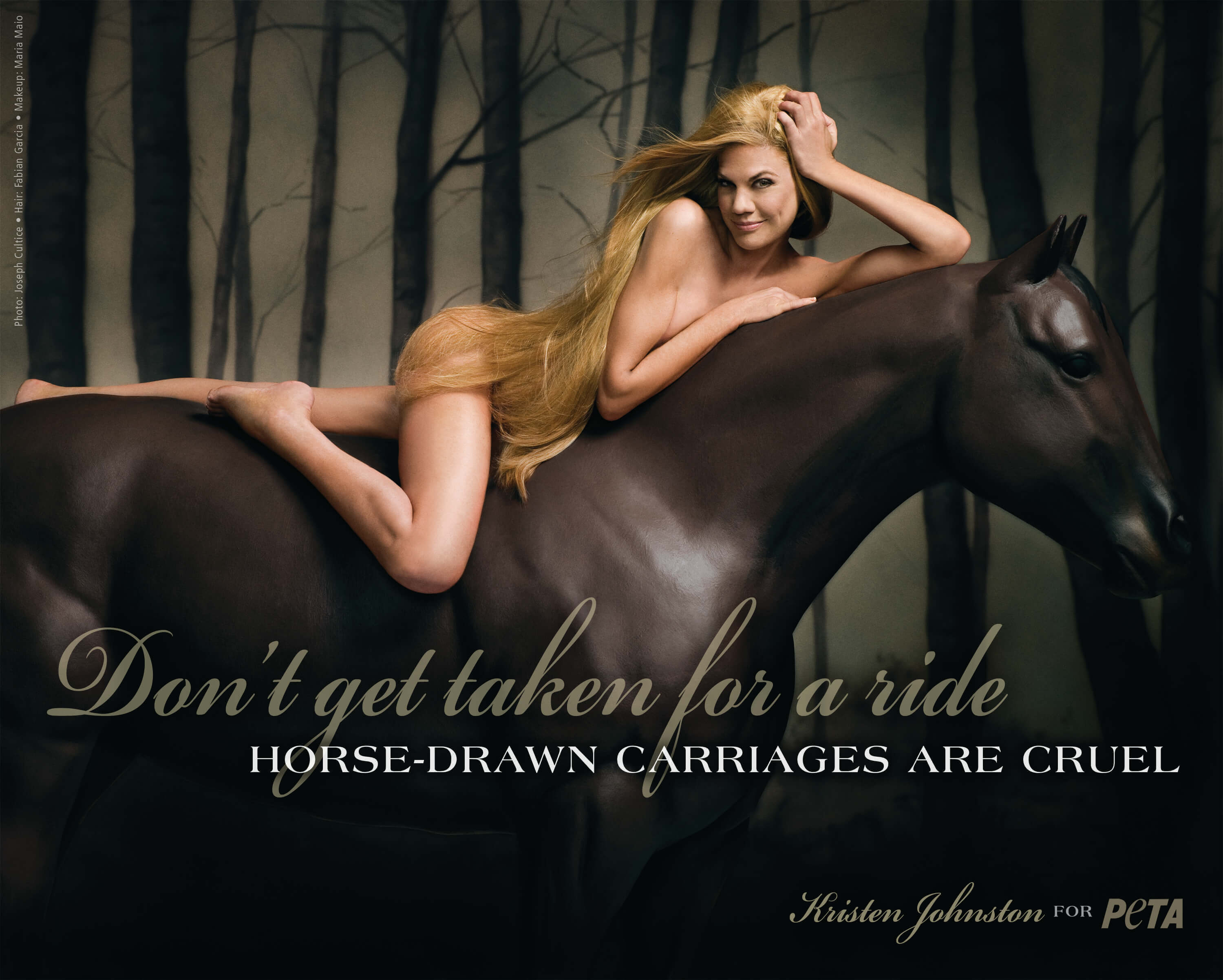 Kristen Johnston Poses Nude in Ad Against Horse-Drawn Carriages | PETA