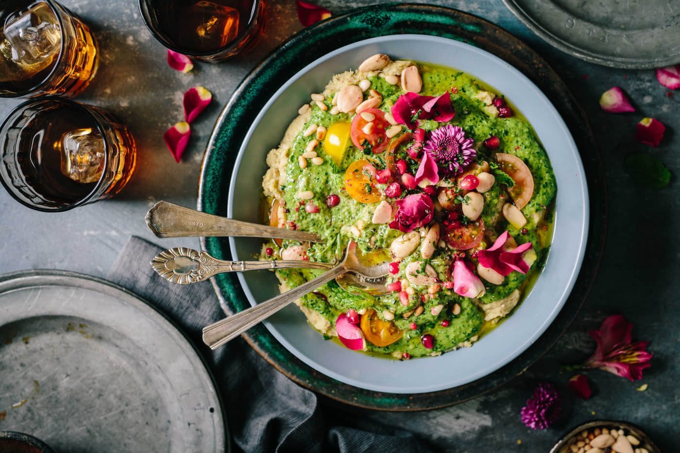 colorful pesto bowl