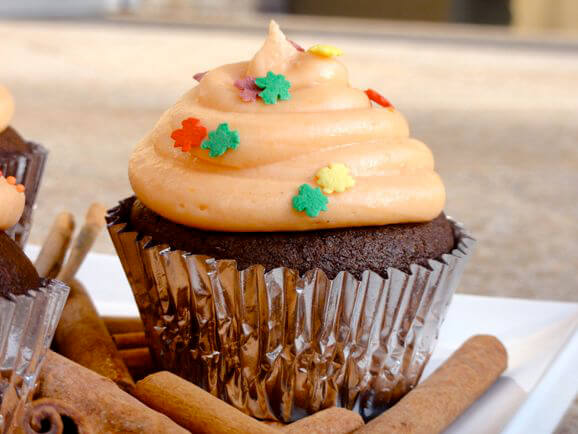 Spiced Chocolate Cupcakes With Creamy Cinnamon-Pumpkin Frosting
