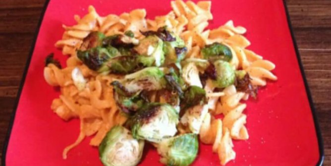 Chipotle Mac and ‘Cheese’ With Roasted Brussels Sprouts