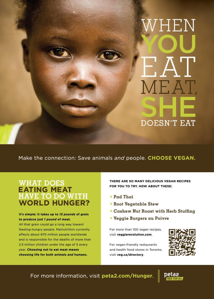 PETA Ad Blitz Urges 'Go Transit' Commuters to End World Hunger By Going