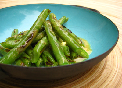 Grilled Green Beans in Mustard Vinaigrette