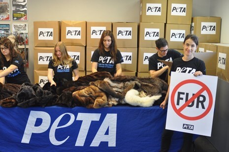 PETA workers sort fur coats to donate