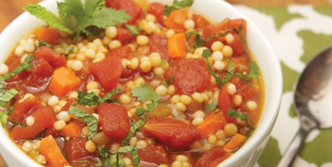 Mayim Bialik’s Tomato Soup With Israeli Couscous Recipe