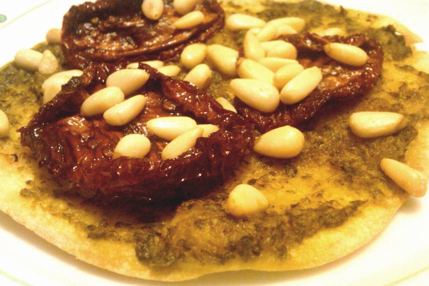 15-Minute Vegan Pesto Tortilla Pizza