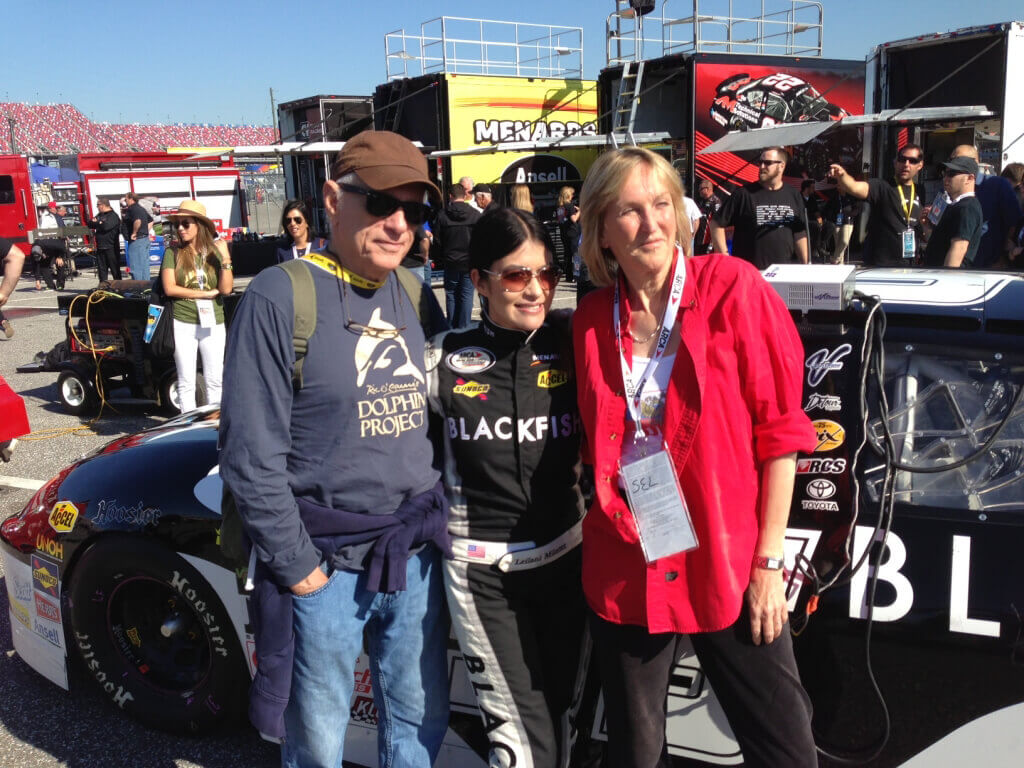 Ingrid Newkirk with Blackfish Racecar at Talladega Speedway