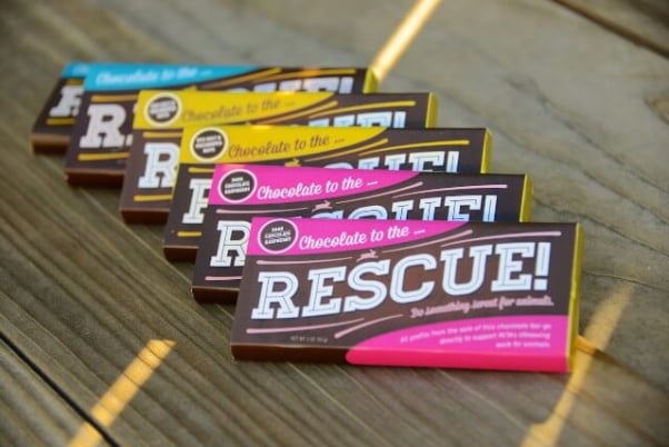 vegan candy bars in colorful packaging