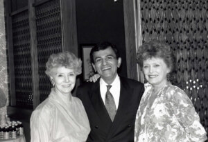 Casey Kasem with actors Peggy McCay (left) and Rue McClanahan (right) in Las Vegas showed support for PETA during our trial against orangutan beater Bobby Berosini.