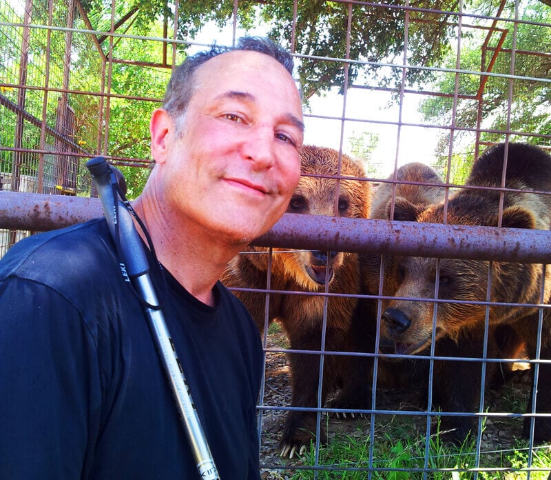 Sam Simon with rescued bears