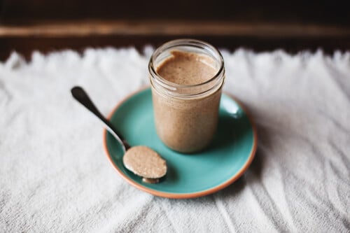 Glass Mason Jar of Almond Butter