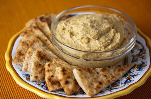 Sweet Potato Hummus and Pita Bread