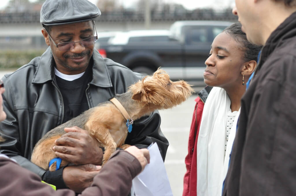 Dog at PETA's Mobile Clinic