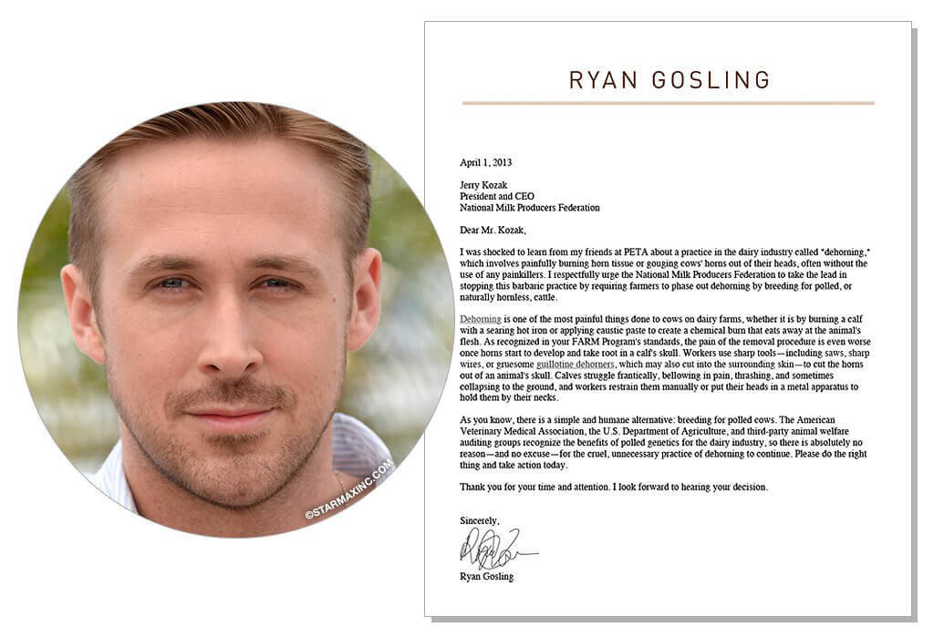 13 animal rights letters from celebrities peta org how to remind a professor about a letter of recommendation