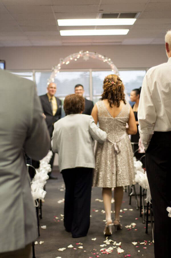 Bride's Mom Walks Her Down the Aisle