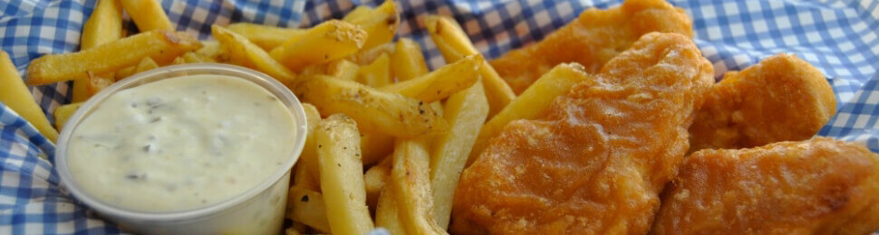 gardein fishless filets and fries in a basket