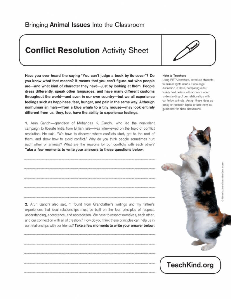 conflict resolution activity sheet peta