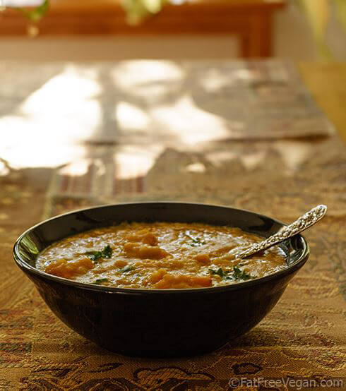 Yellow Split Pea Soup with Sweet Potato and Kale