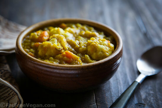 Curried Split Pea Soup with Cauliflower