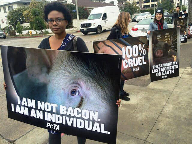 Demonstrators Outside BaconFest 2015