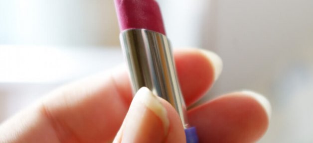 a tube of red lipstick