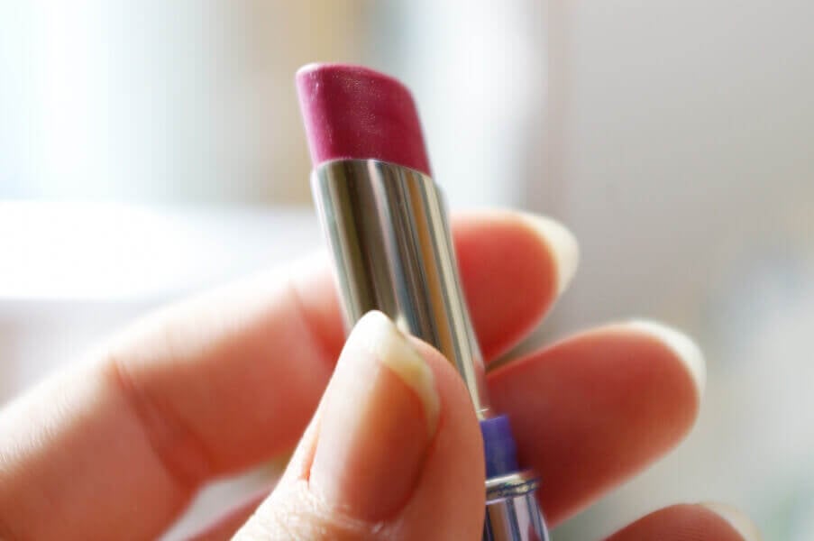a tube of red lipstick