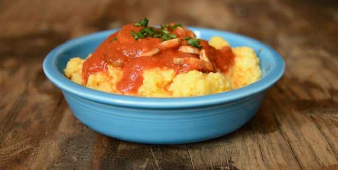 Homemade Polenta With Mushroom Marinara Sauce