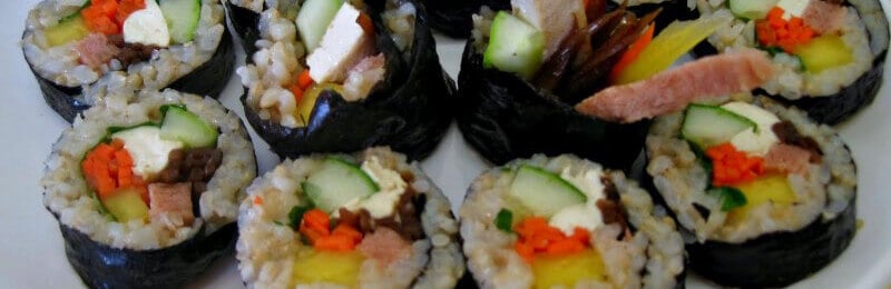 Vegan Kimbap aka gimbap, similar to sushi rolls