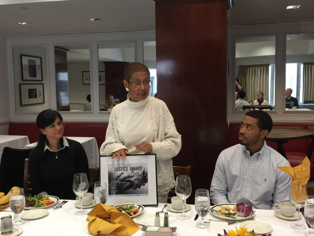 Congresswoman Eleanor Holmes Norton accepts PETA’s Justice in Action award.