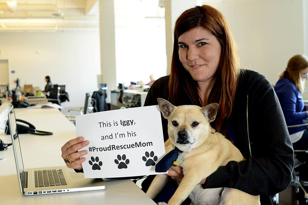 Proud Resce Mom Emily Savage with Iggy