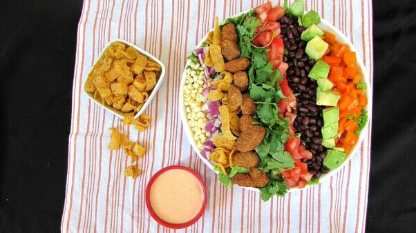 Southwest Salad with Beyond Meat Poppers