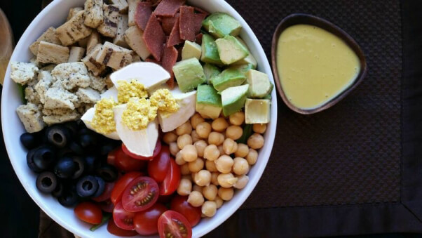 Tofu Eggs on a Salad