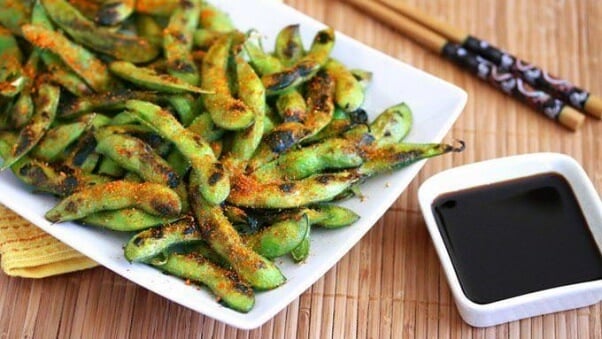 vegan grilled edamame soy beans