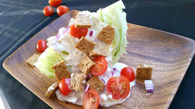 'Bacon' Wedge Salad with Vegan Bleu Cheese Dressing