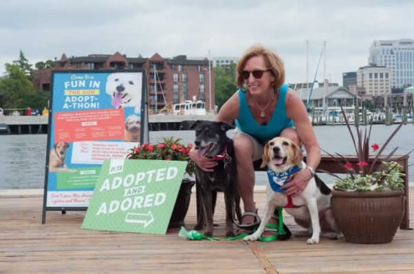 Mad Max looks more like Contented Max with his new adopted mom and canine sibling.