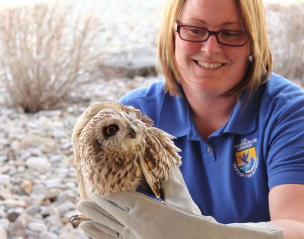 Wildlife Rehabilitator with Owl