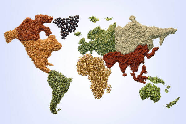 World map with spices