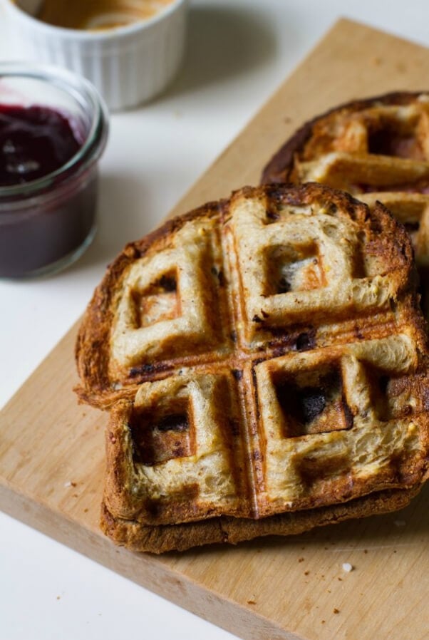 peanut butter and jelly sandwich waffle