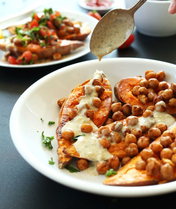 Mediterranean-Baked-Sweet-Potatoes-with-Spiced-Chickpeas-and-a-simple-garlic-herb-sauce-vegan-glutenfree