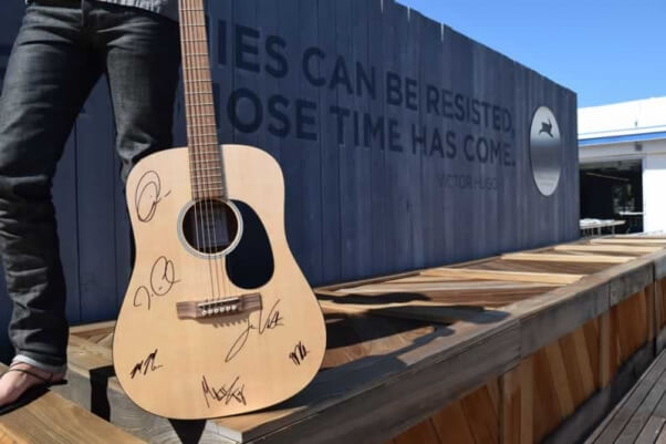 Martin DRSGT guitar signed by the members of Maroon 5