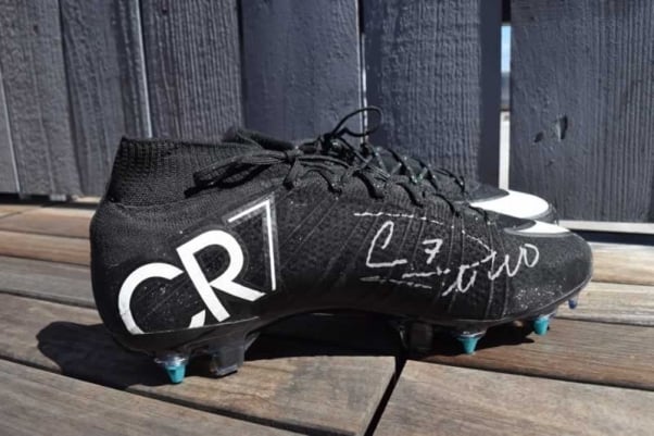 CR7 cleats signed by Cristiano Ronaldo