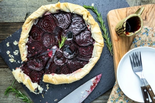 Keepin It Kind Balsamic-Roasted-Beet-and-Rosemary-Cashew-Cheese-Tart