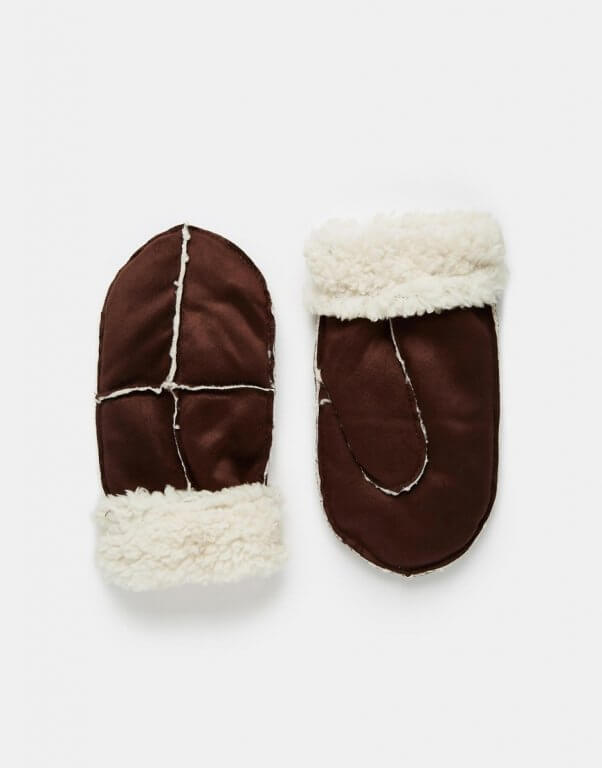 asos-faux-shearling-gloves-brown