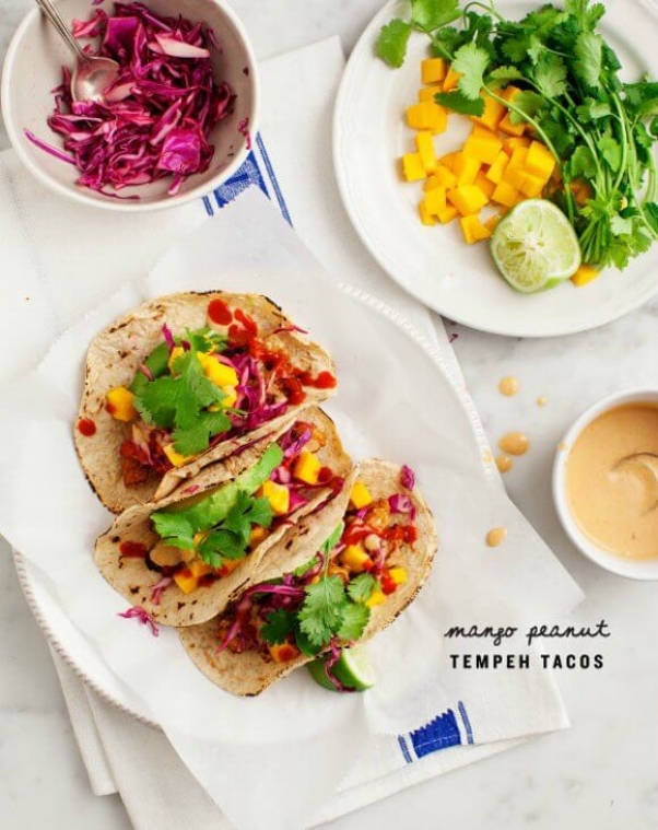 mango tempeh taco