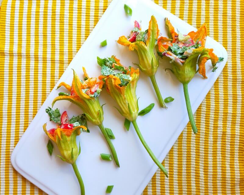 Raw Stuffed Squash Blossoms