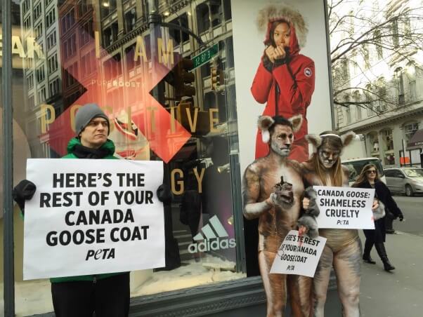 Canada Goose protest during New York Fashion Week