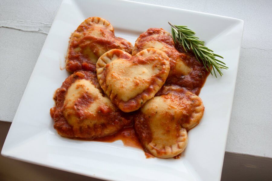 Stuffed Heart-Shaped Vegan Spinach-and-Cashew Ravioli