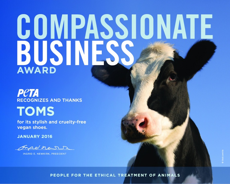 PETA's Compassionate Business award_TOMS