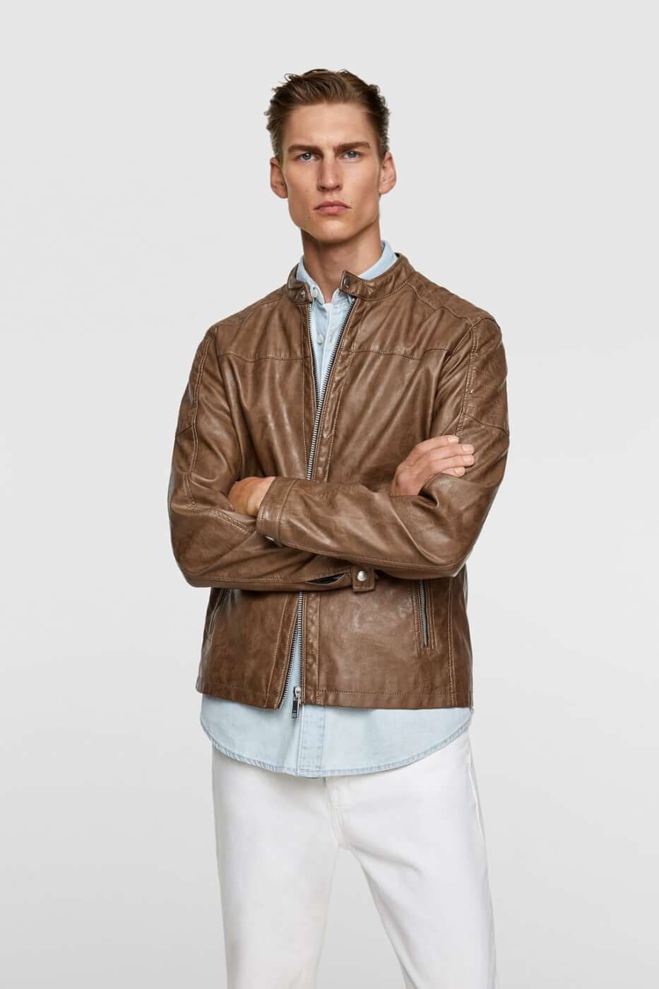 zara men's leather jacket uk