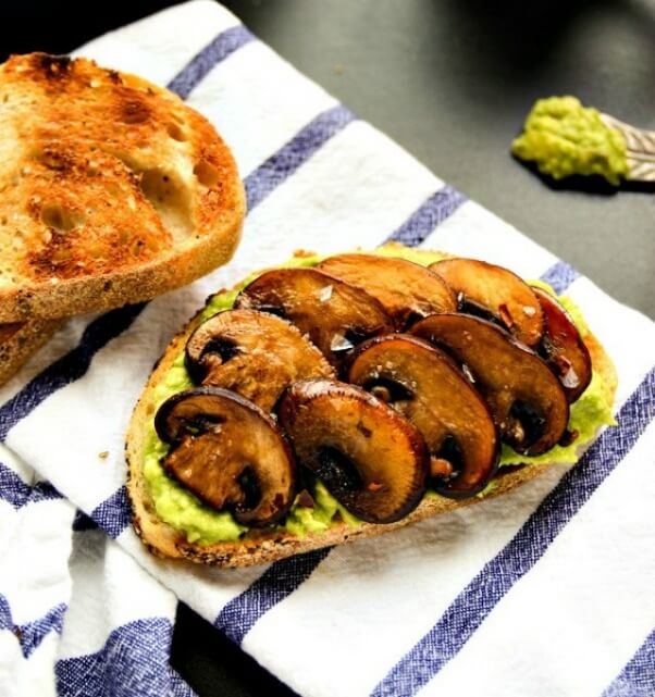 Blissful Basil Avocado Mushroom Toast