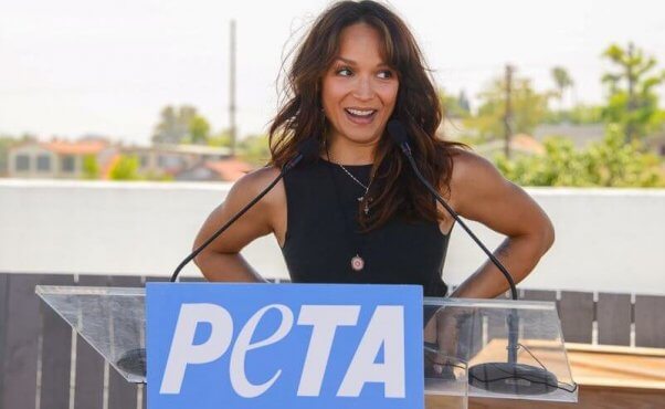 Mayte Garcia speaks at PETA event